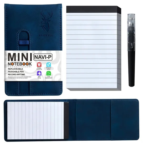 Leather Pocket A7 Notebook with Pen