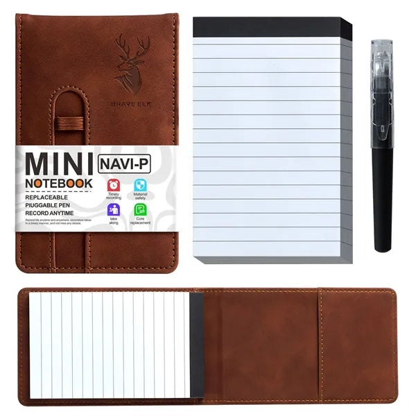 Leather Pocket A7 Notebook with Pen