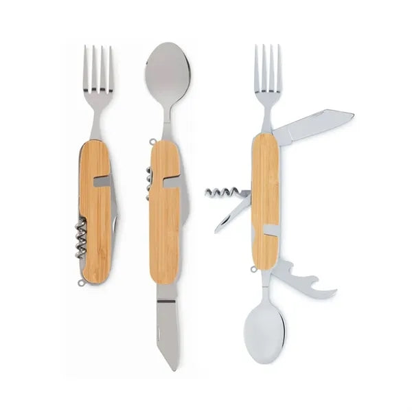 6-in-1 Stainless Steel Folding Camping Utensils Multi Tool