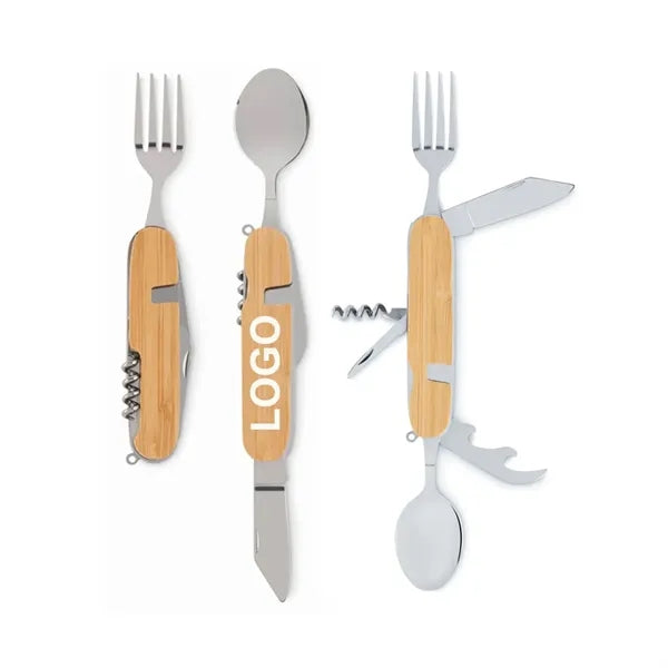 6-in-1 Stainless Steel Folding Camping Utensils Multi Tool
