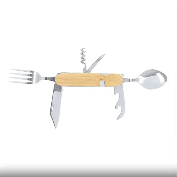 6-in-1 Stainless Steel Folding Camping Utensils Multi Tool