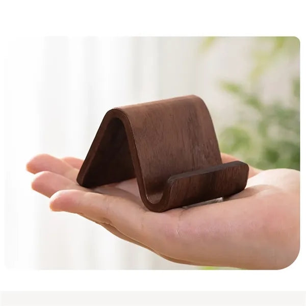 Deformation-Resistant Solid Walnut Mini Phone Stand