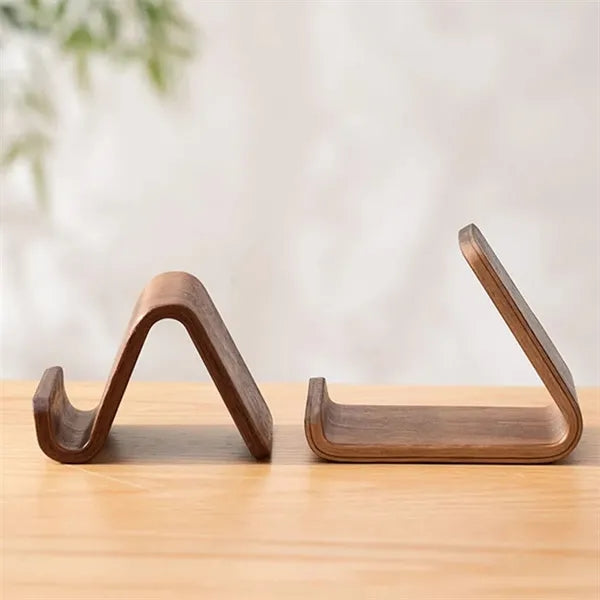 Deformation-Resistant Solid Walnut Mini Phone Stand