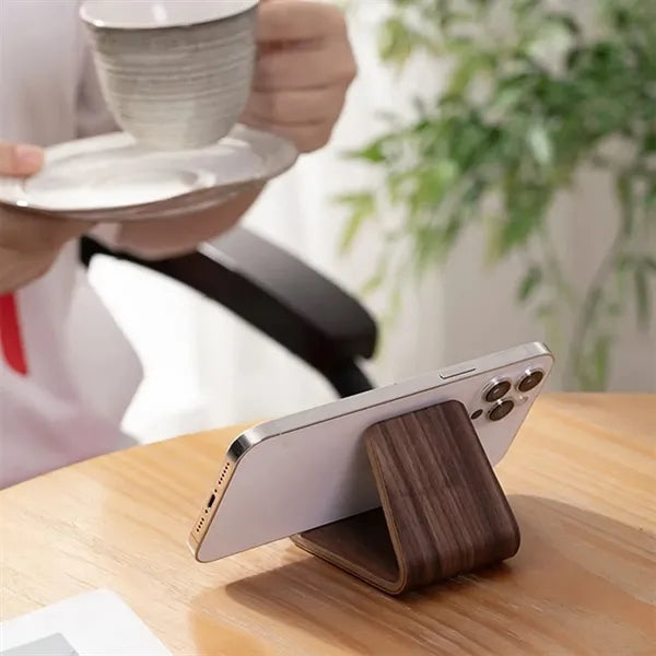 Deformation-Resistant Solid Walnut Mini Phone Stand