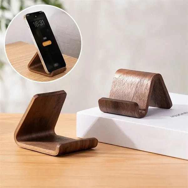 Deformation-Resistant Solid Walnut Mini Phone Stand
