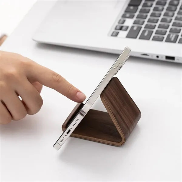 Deformation-Resistant Solid Walnut Mini Phone Stand