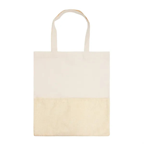 Cotton/ Burlap Tote with Pocket