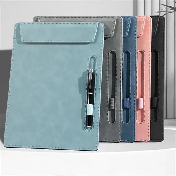 A4 Leather Magnetic Clipboard with Pen Holder