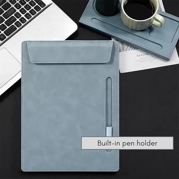A4 Leather Magnetic Clipboard with Pen Holder