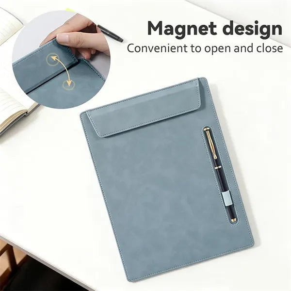 A4 Leather Magnetic Clipboard with Pen Holder