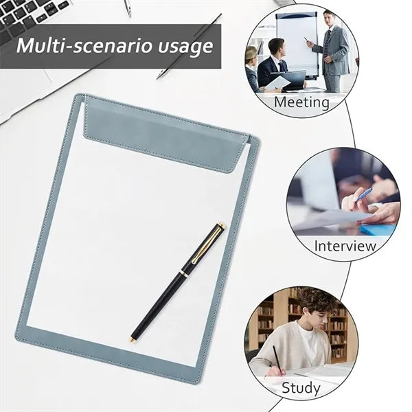 A4 Leather Magnetic Clipboard with Pen Holder