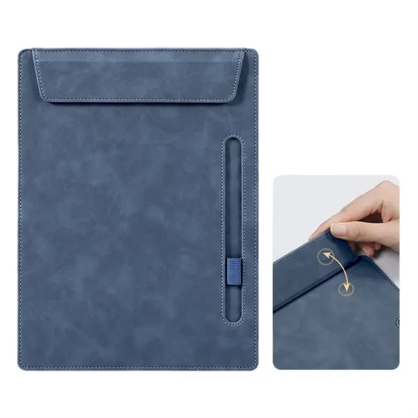 A4 Leather Magnetic Clipboard with Pen Holder
