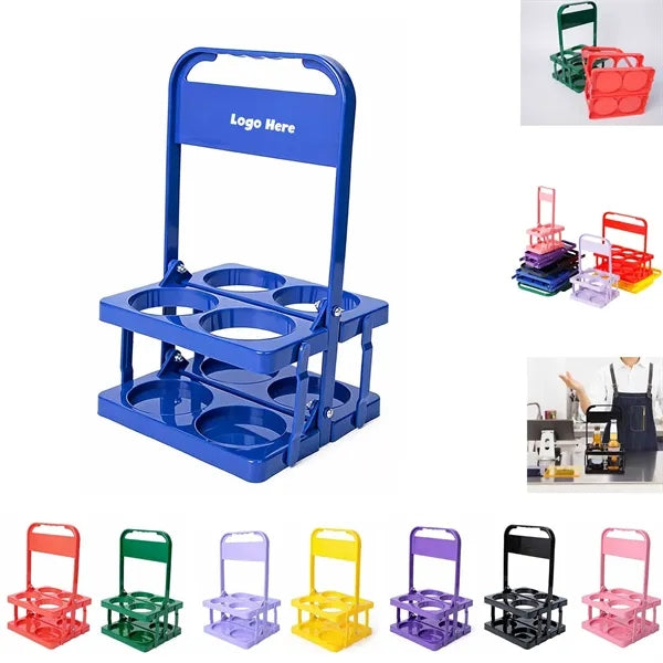 Plastic Foldable Drink Carrier Holder w/Handle