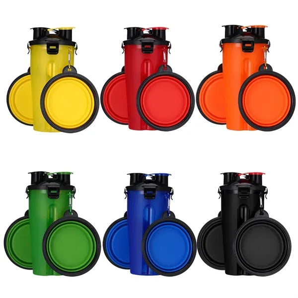 Pet Outdoor Water Bottle Collapsible Bowls 2 in 1