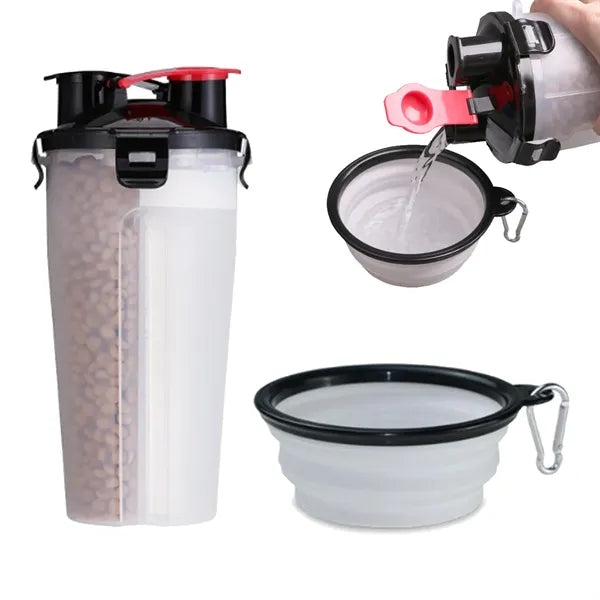 Pet Outdoor Water Bottle Collapsible Bowls 2 in 1