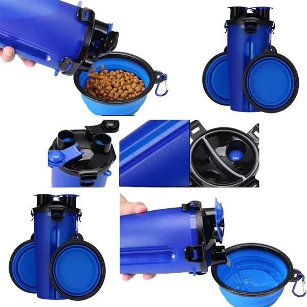 Pet Outdoor Water Bottle Collapsible Bowls 2 in 1