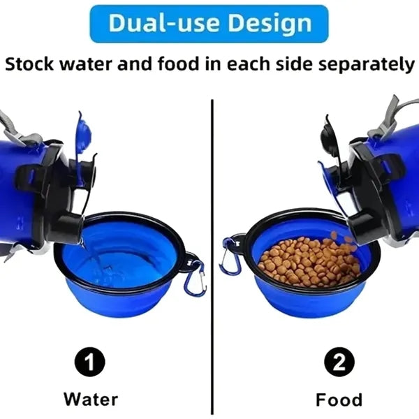 Pet Outdoor Water Bottle Collapsible Bowls 2 in 1