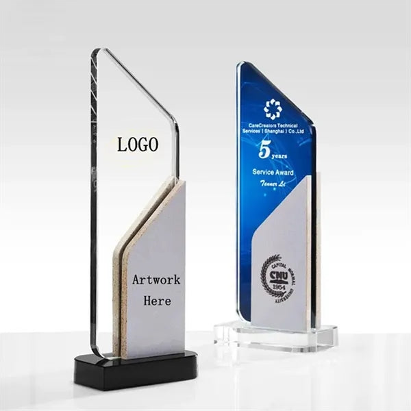 Clear Crystal Trophy with Marble