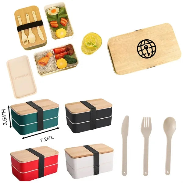 Dual-Compartment Bento Lunch Container with Dining Set