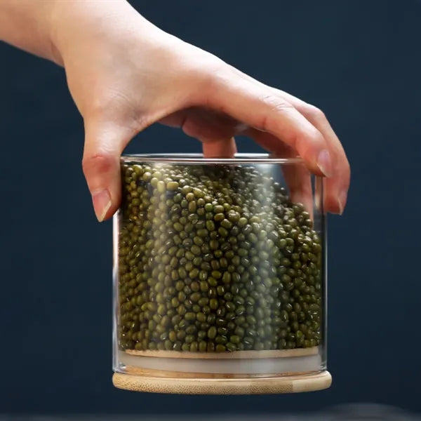 28Oz. Cylindrical Glass Storage Jar with Airtight Bamboo Lid