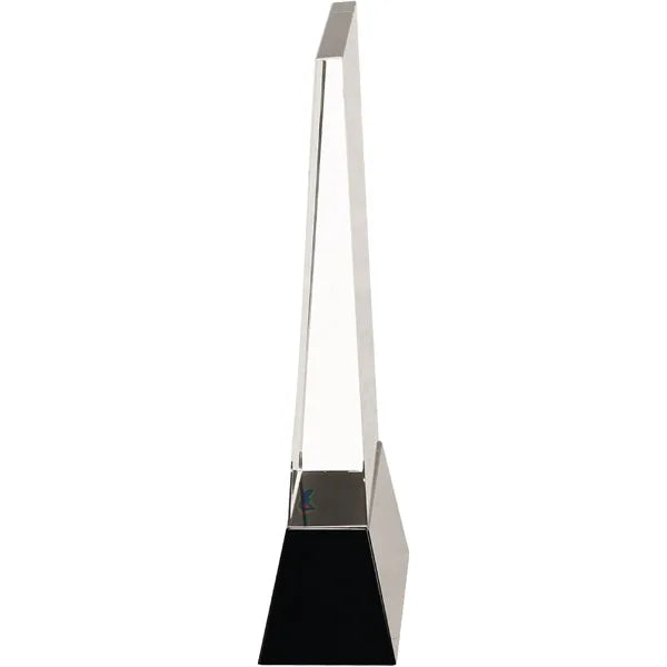 9" Clear Crystal Rectangle Wedge on Black Base