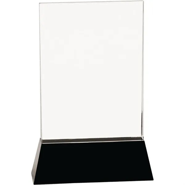 9" Clear Crystal Rectangle Wedge on Black Base