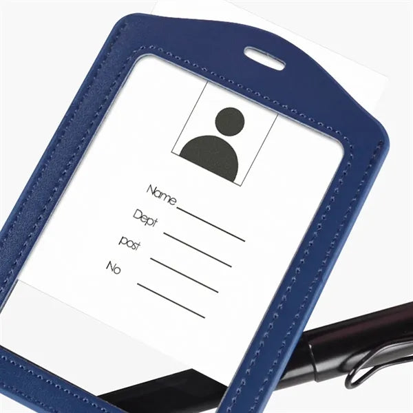 Genuine Leather A7 ID Badge Holder with Lanyard