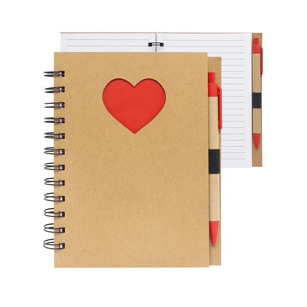 Paper Notebook with Die Cut Heart Shape