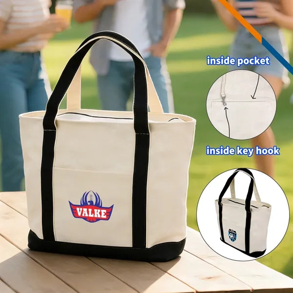 ZipCove 18 oz Cotton Canvas Zipper Boat Tote Bag
