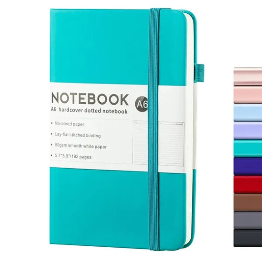 A6 Hard Leather Business Notebook with Elastic Band Side