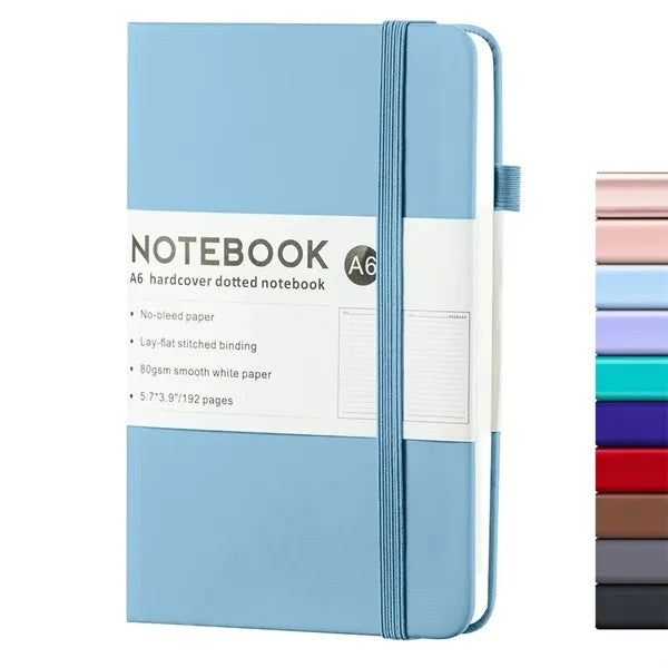 A6 Hard Leather Business Notebook with Elastic Band Side