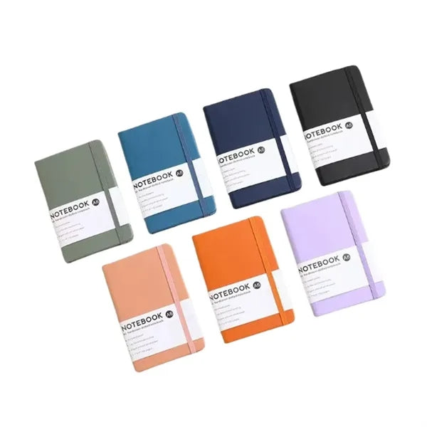 A6 Hard Leather Business Notebook with Elastic Band Side