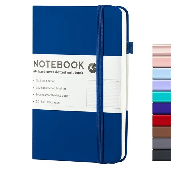 A6 Hard Leather Business Notebook with Elastic Band Side