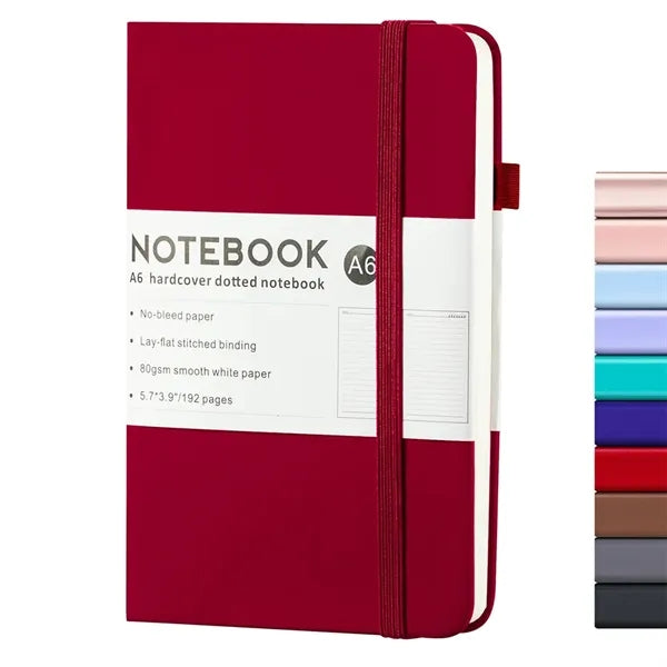 A6 Hard Leather Business Notebook with Elastic Band Side