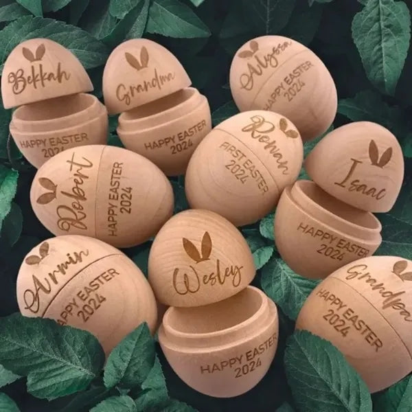 Engraved Wooden Easter Egg Shell