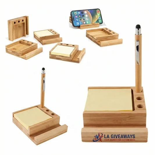 Bamboo Desk Organizer with Phone Holder