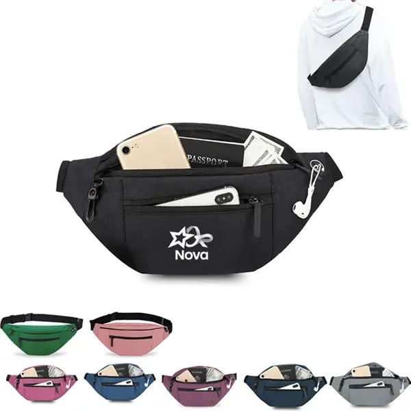 Large Crossbody Fanny Pack with 4-Zipper