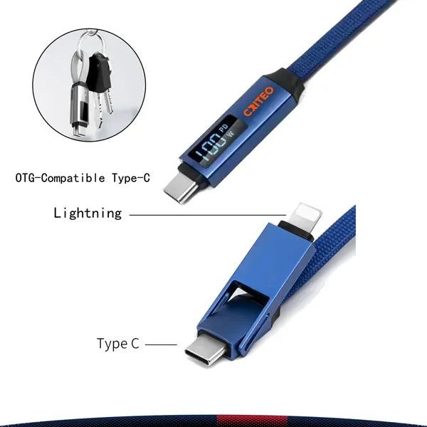 Surgeflux 2-in-1 Digital Wattage Display Fast Charging Cable