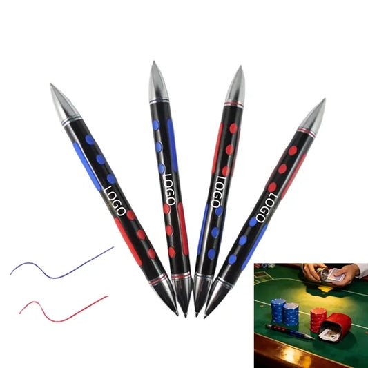 Baccarat Casino Metal Pen with Blue & Red Ink Silicone Sleev