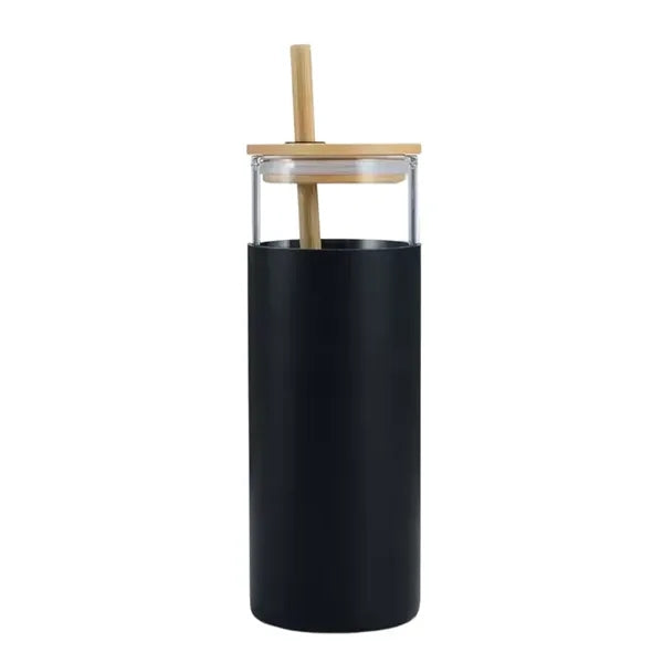 Silicone sleeve insulated Glass Water Bottle