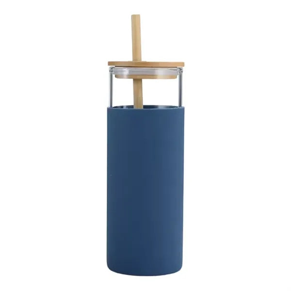 Silicone sleeve insulated Glass Water Bottle