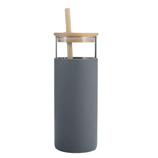 Silicone sleeve insulated Glass Water Bottle