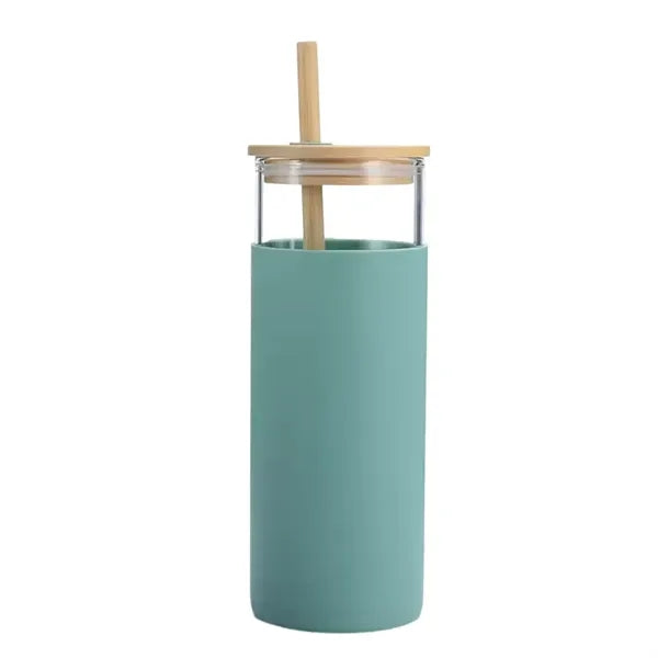 Silicone sleeve insulated Glass Water Bottle