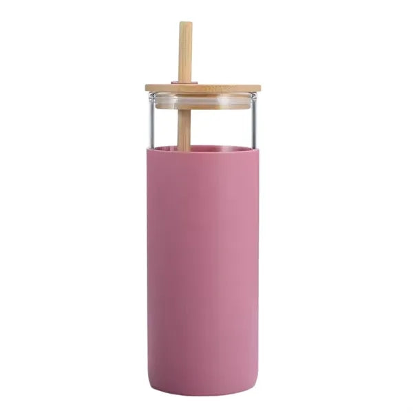 Silicone sleeve insulated Glass Water Bottle