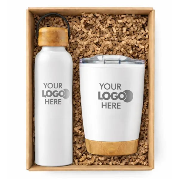 Drink-ware Gift Set with Bamboo Accents Boxed