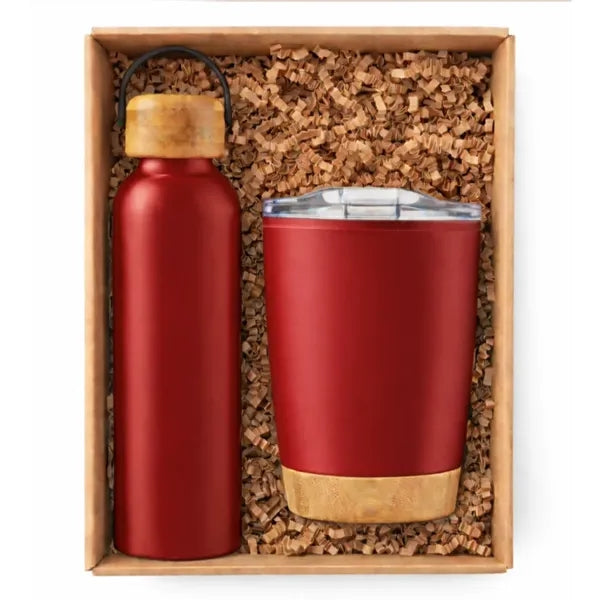 Drink-ware Gift Set with Bamboo Accents Boxed