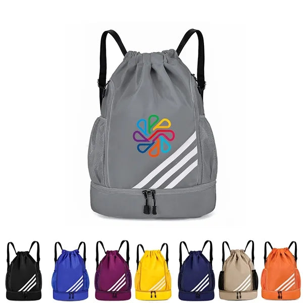 Drawstring Sports Backpack With Independent Zipper Pocket