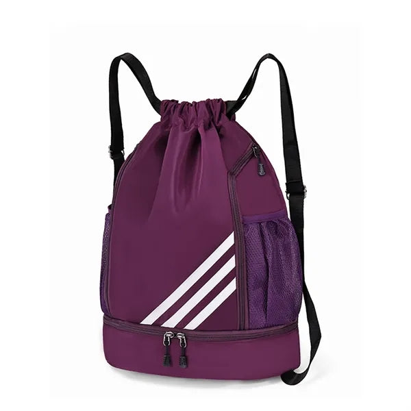 Drawstring Sports Backpack With Independent Zipper Pocket