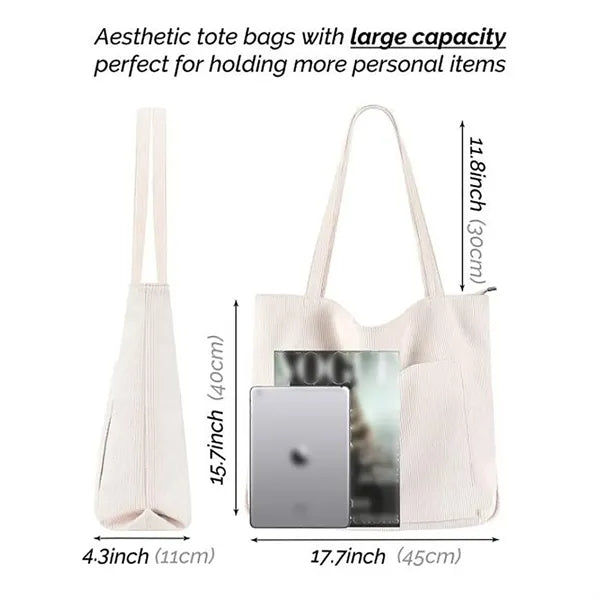 Women Corduroy Tote Bag