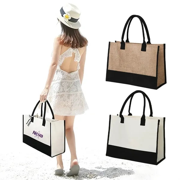 Initial Canvas Beach Bag